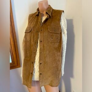 NWOT 23” PTP 1X Ralph Lauren suede snap vest XL XXL